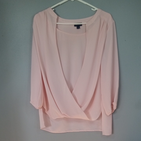 J. Jill Tops - J. Jill Light Pink Women's Draped Sheer Blouse Size Small